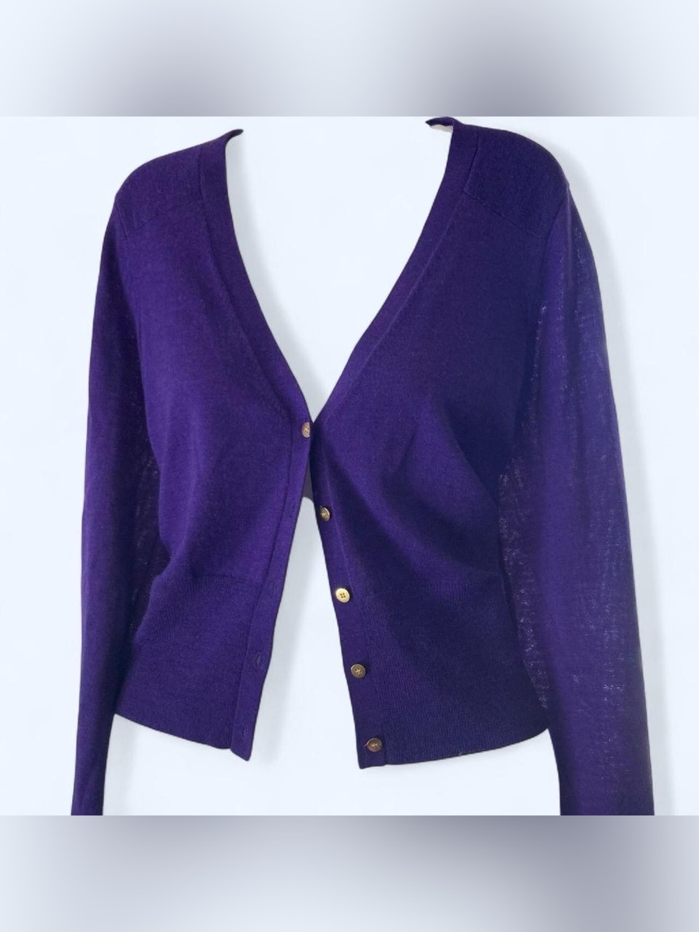 J.Crew purple cardigan with gold buttons. Size M